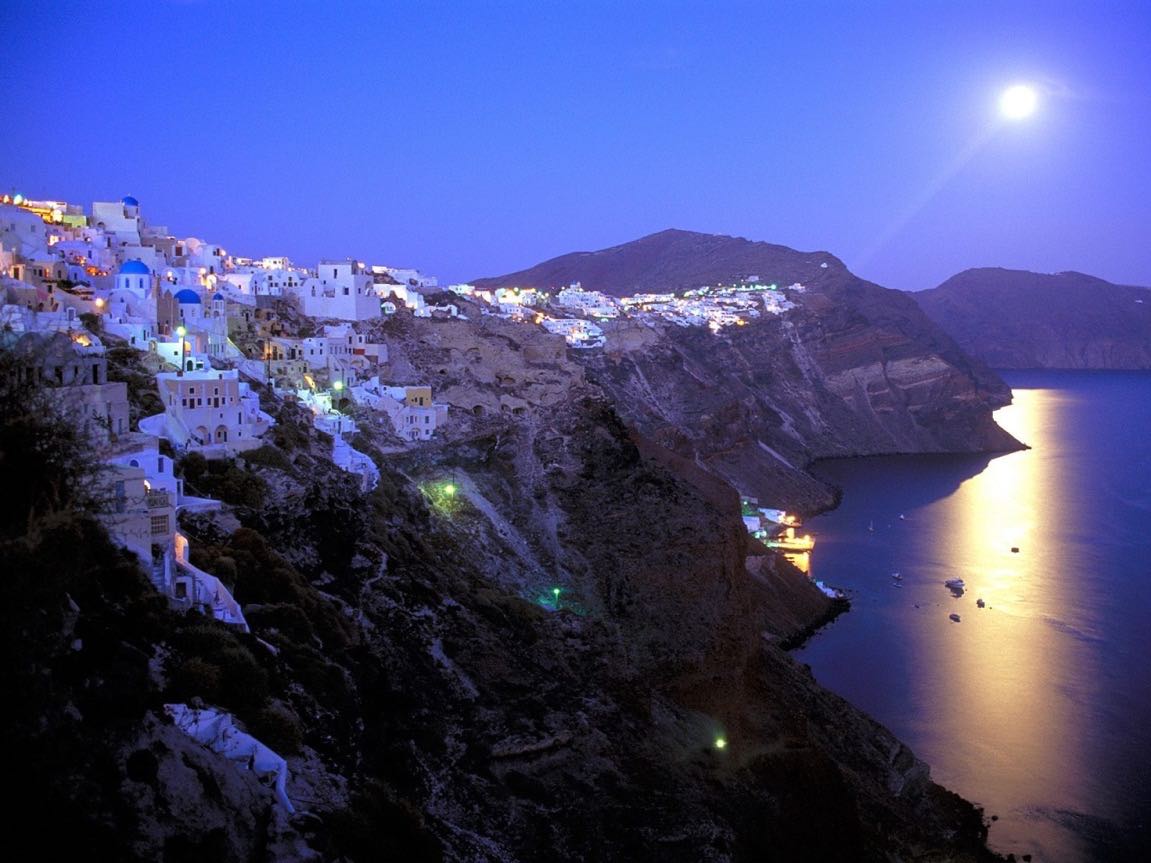 Moonrise Over Santorini Wallpaper Greece World Wallpaper 1280 960 1968